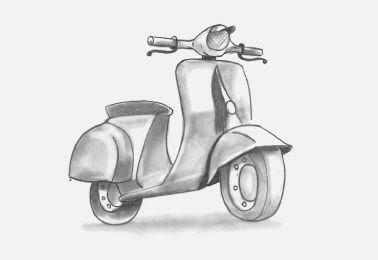 Hand drawn scooter on the street